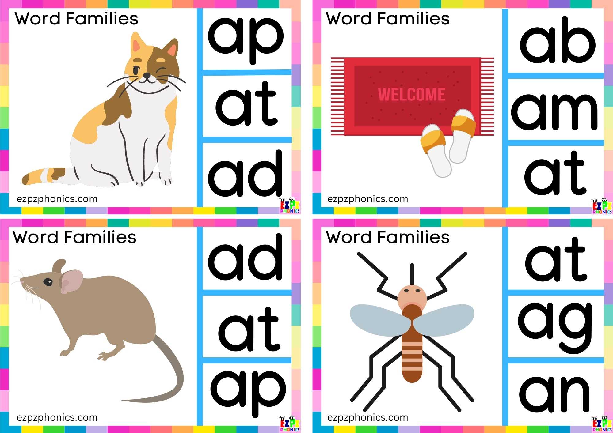 Word Family at Look at the image and clip the correct letters clip cards group 2